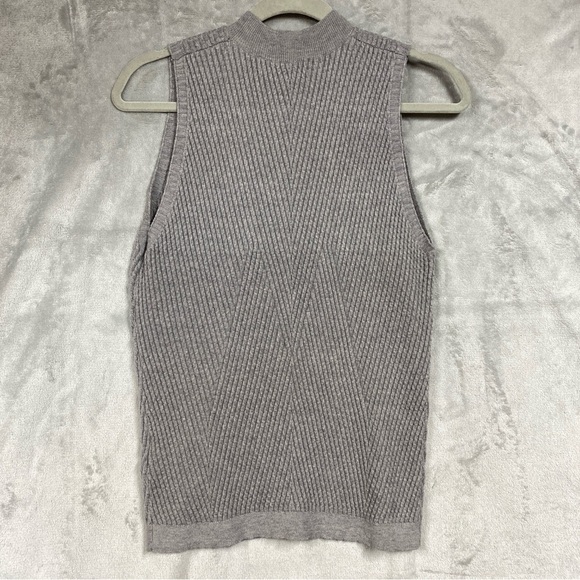 Magaschoni Sweater Vest Womens Size Large Gray Knit High Neck Tank - Picture 3 of 6